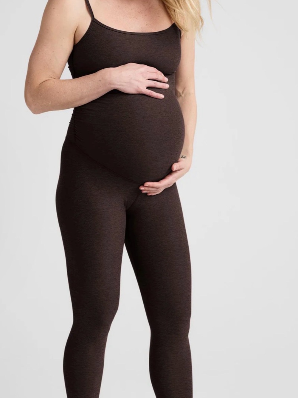 Beyond Yoga Maternity Uplift Jumpsuit- Chocolate Brown